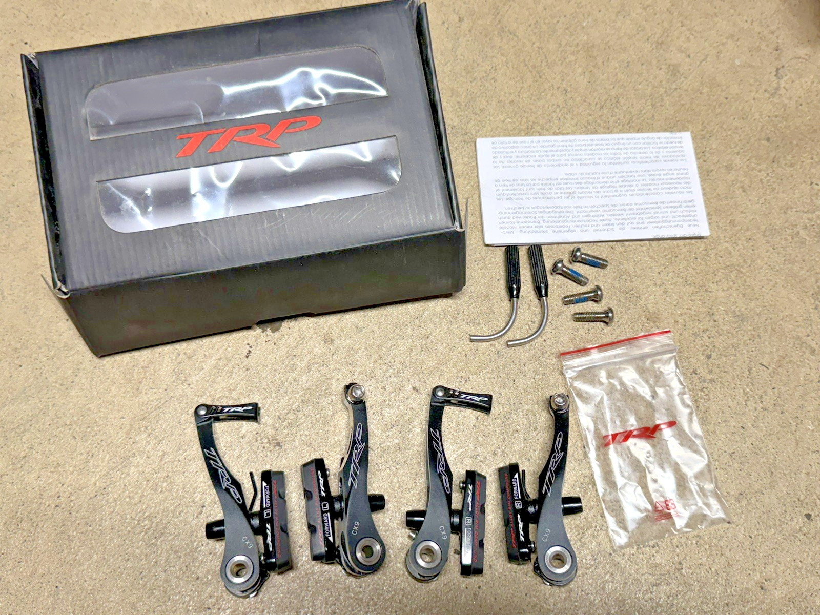TRP CX-9 V-Brake Linear Pull Brake Set Front & Rear Black Shimano CX9