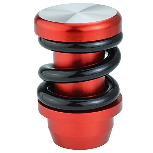 Spring Shifter Knob, Aluminium Alloy Gear Stick Head Manual Auto Black and red