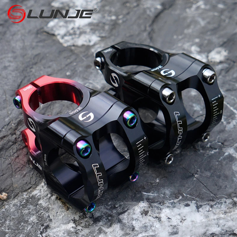 LUNJE 31.8mm MTB Bike Stem CNC Aluminum Alloy Short Handlebar Riser Road Bicycle