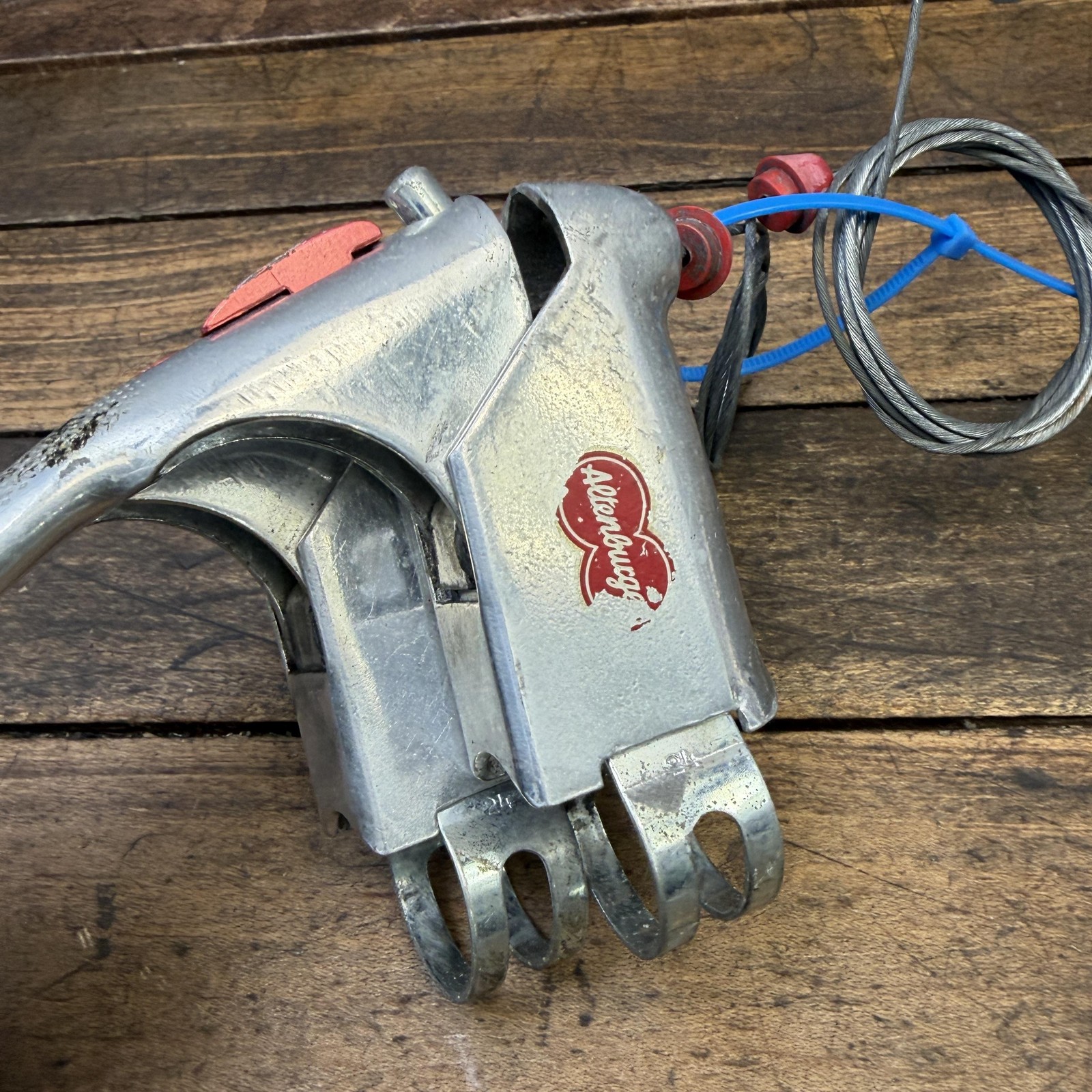 Vintage Altenburger Brake Levers Pair Drop Bar Road Bike Red Silver 4-Finger