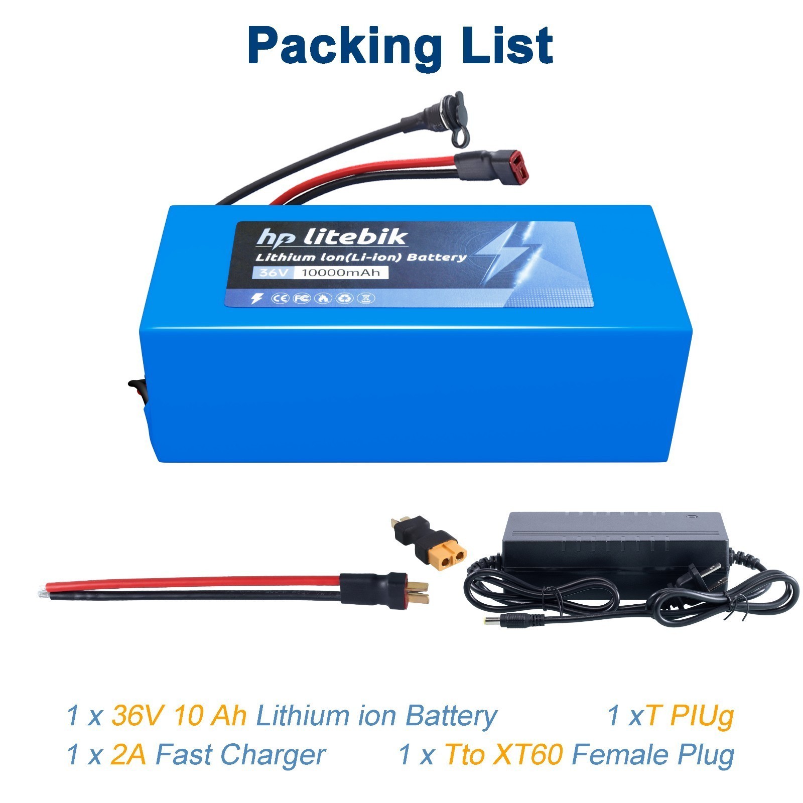 36V 10Ah Ebike Lithium Battery 30A BMS For Electric Bicycle Bike 100W-600W Motor