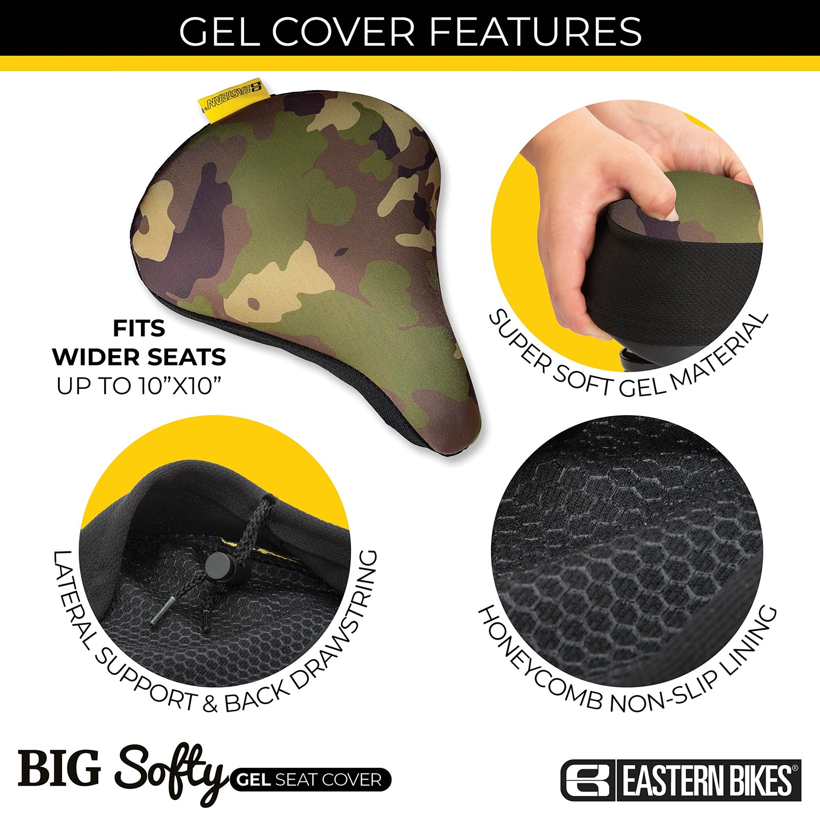 Big Softy Gel Bike Seat Cushion Cover – Extra-Wide Saddle Pad for Cruiser, Ex…