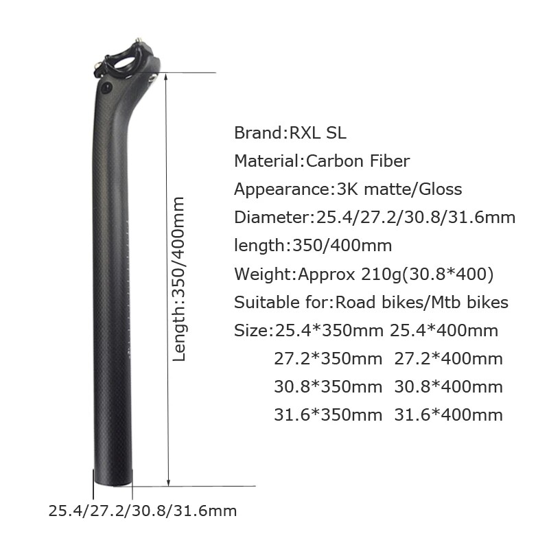 Carbon Bicycle Seatpost Offset Seat Post 3K Matte/Glossy MTB Road Bike Seat Tube