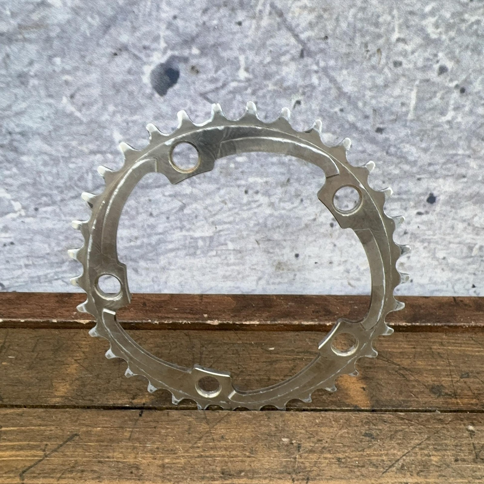 Vintage REAL 34T Chainring 110 BCD 5-Arm Silver Aluminum Mountain Bike
