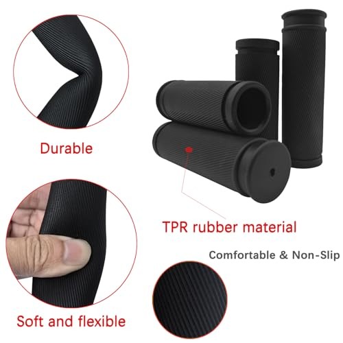 4Pcs Bike Handlebar Grips, 85mm 105mm TPR Rubber Short Grips Fit Twist Black