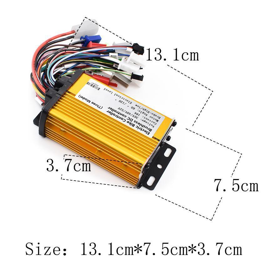 Brushless Motor Controller 36V 48V 350W 400W 3 Speed for E-Bike Electric Scooter