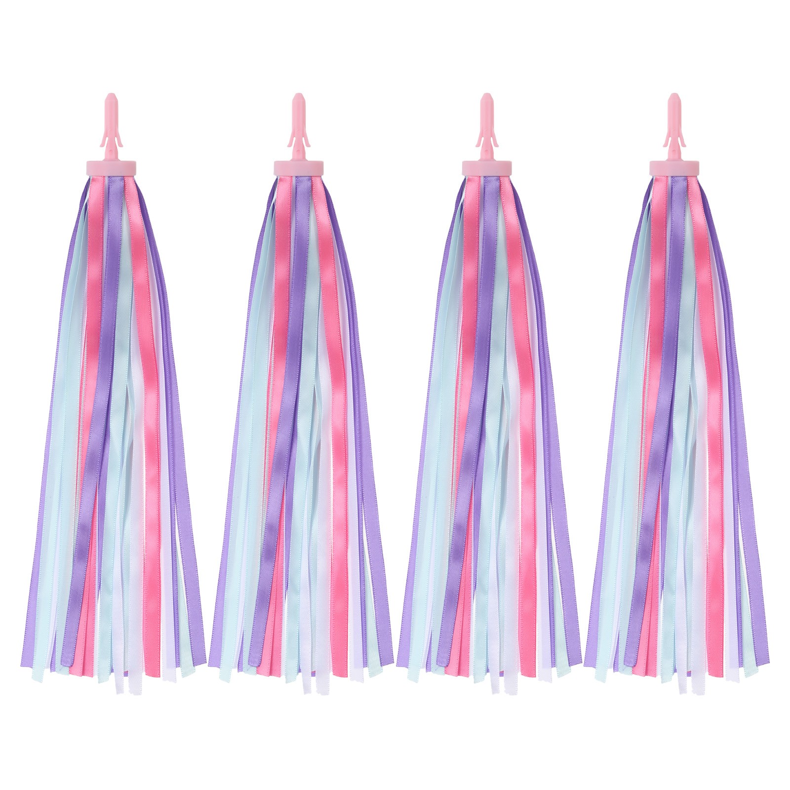 4Pcs Bike Streamers Scooter Handlebar Tassels Grip Ribbon Purple Pink