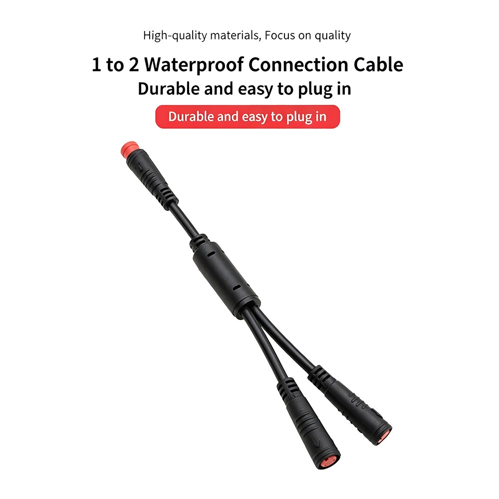 Ebike 2Pin M8 Waterproof Plug 1T2 Extension Cable Male to 2 Female Adapter Cable