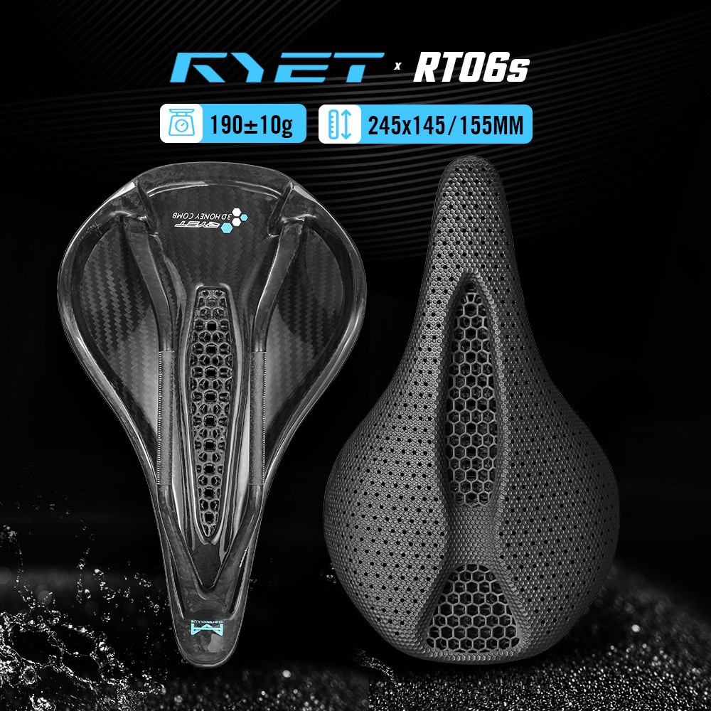 Ultralight RYET Carbon 3D Saddle 190g 145/155mm 7×9 Rails for Road MTB Gravel