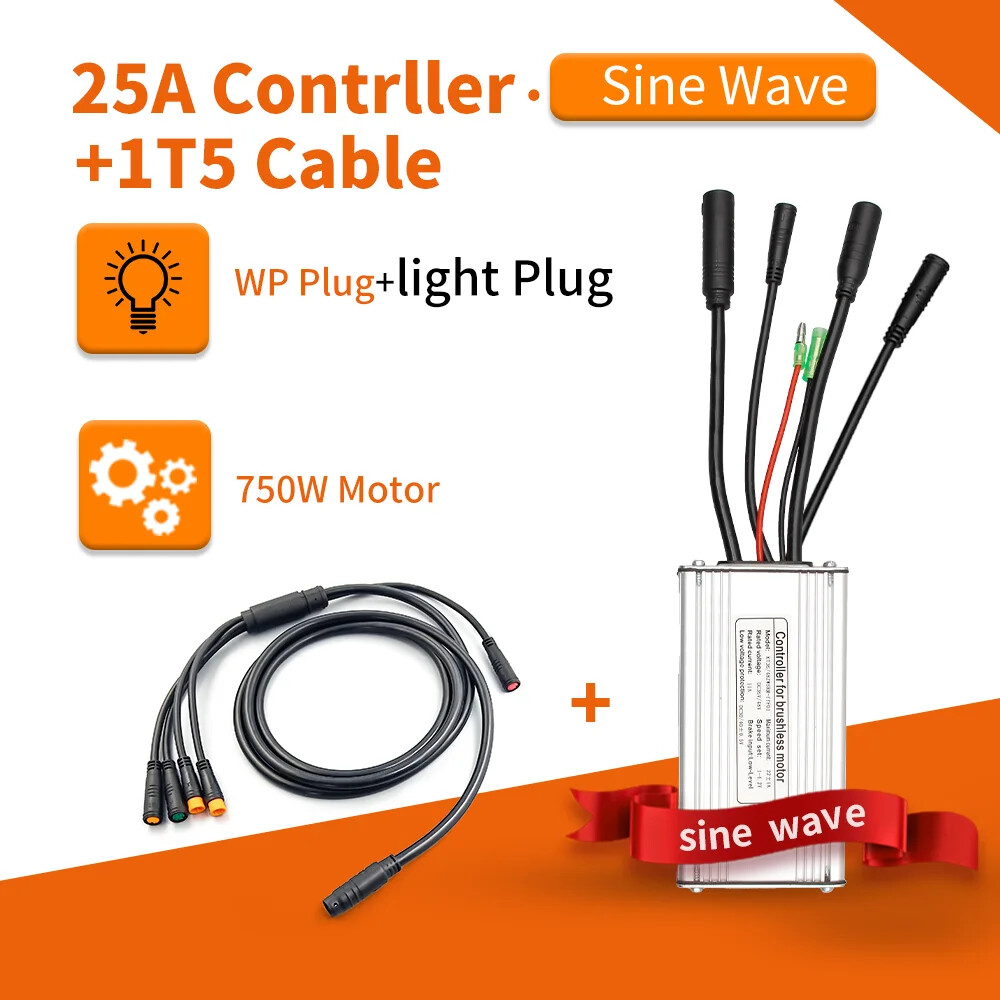 E-bike Controller 36V/48V 250W-1000W Waterproof Plug 15A/17A/22A/25A/30A Motor