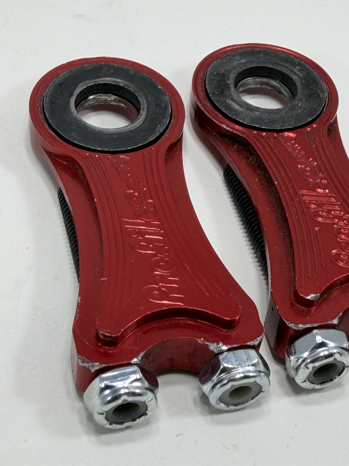 Profile Racing BMX Anodized Red Chain Tensioner Set 3/8″ Axle Mid School USA