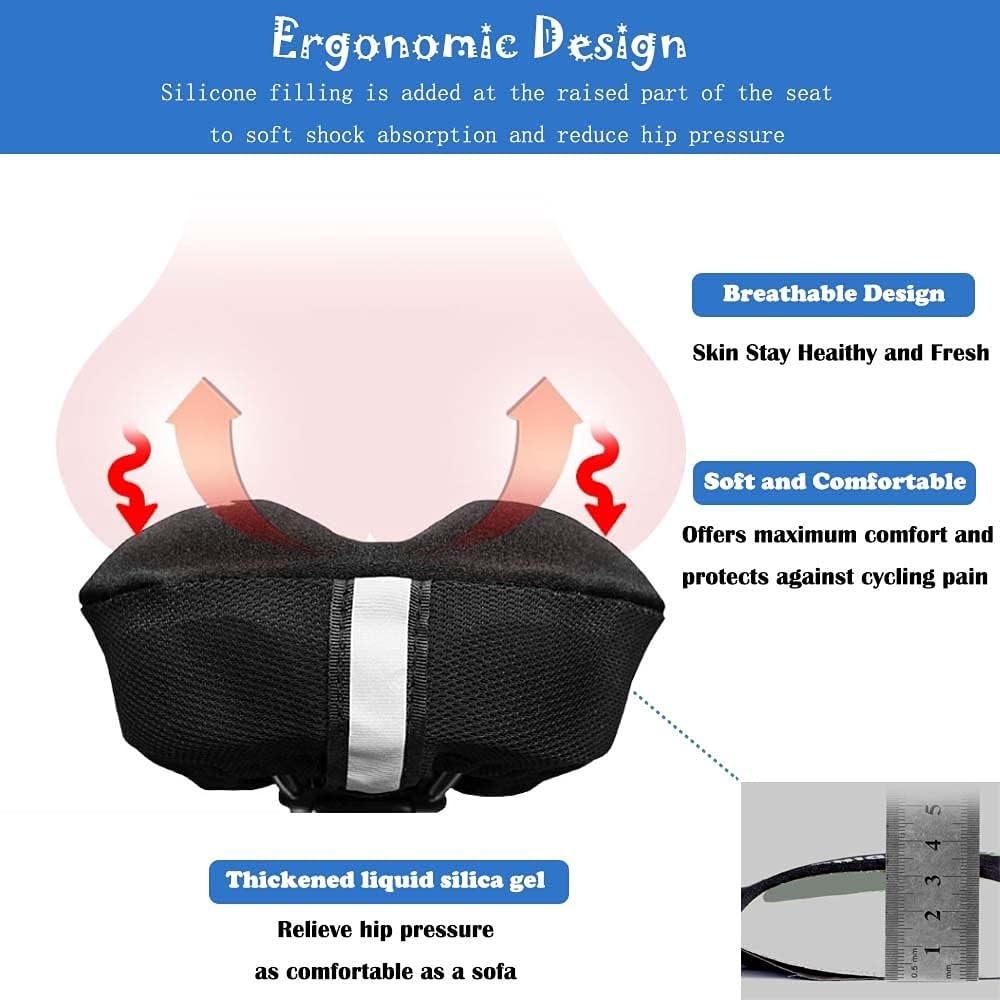 Kids Gel Bike Seat Cushion Cover Blue 9×6 Inch Memory Foam Waterproof Kids Bi…