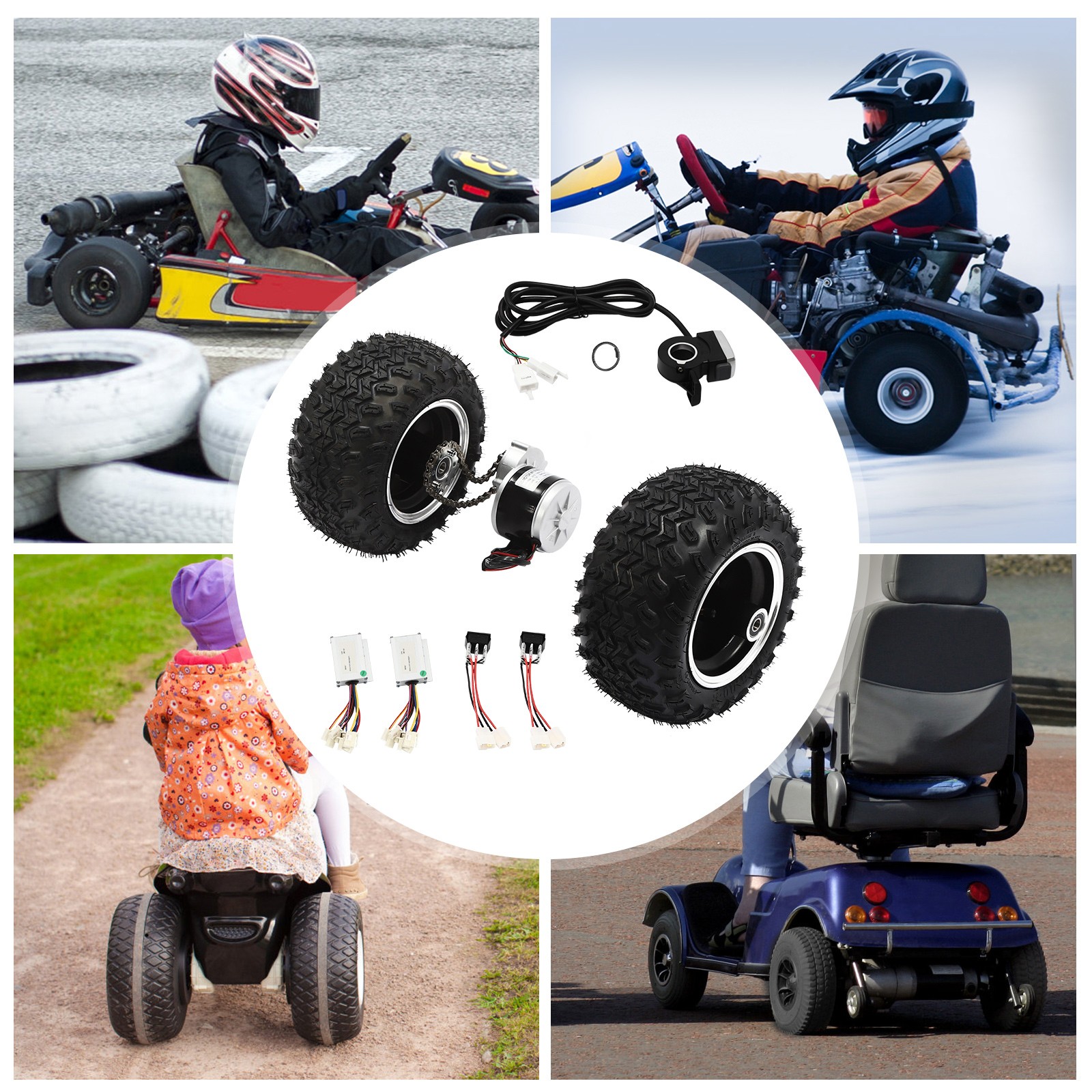 10″ 24V 250W Electric Cart ATV Motor Air Wheel Set Beach Scooter Conversion Kit