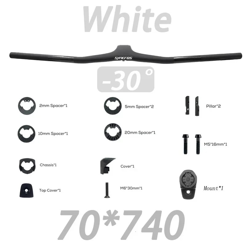-30° MTB Bicycle Carbon Integrated Handlebar 70-100mm Full Internal Routing