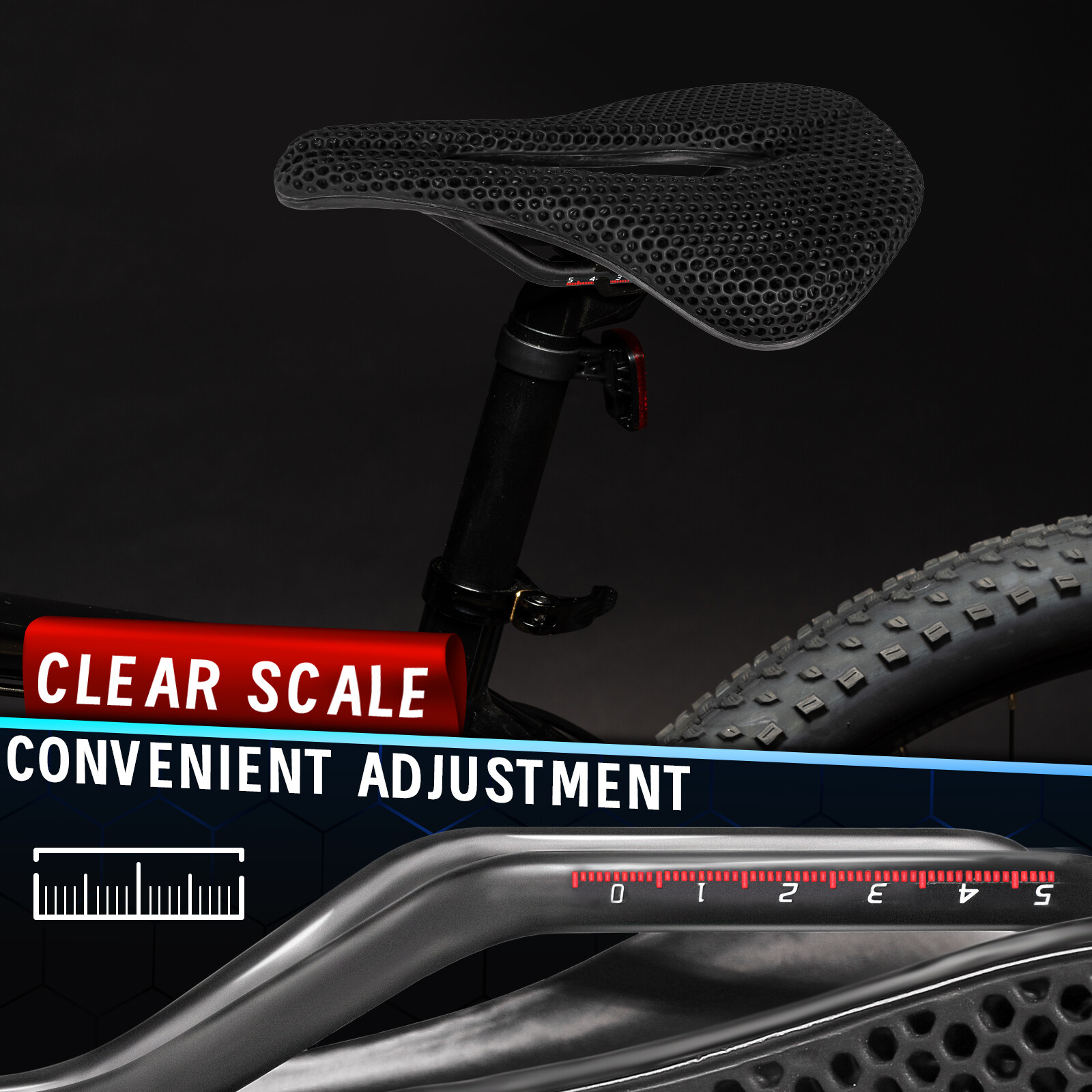 BUCKLOS 3D Printed Bike Saddle Carbon 143/155mm MTB Gravel Road Bike Seat​ 7×9mm