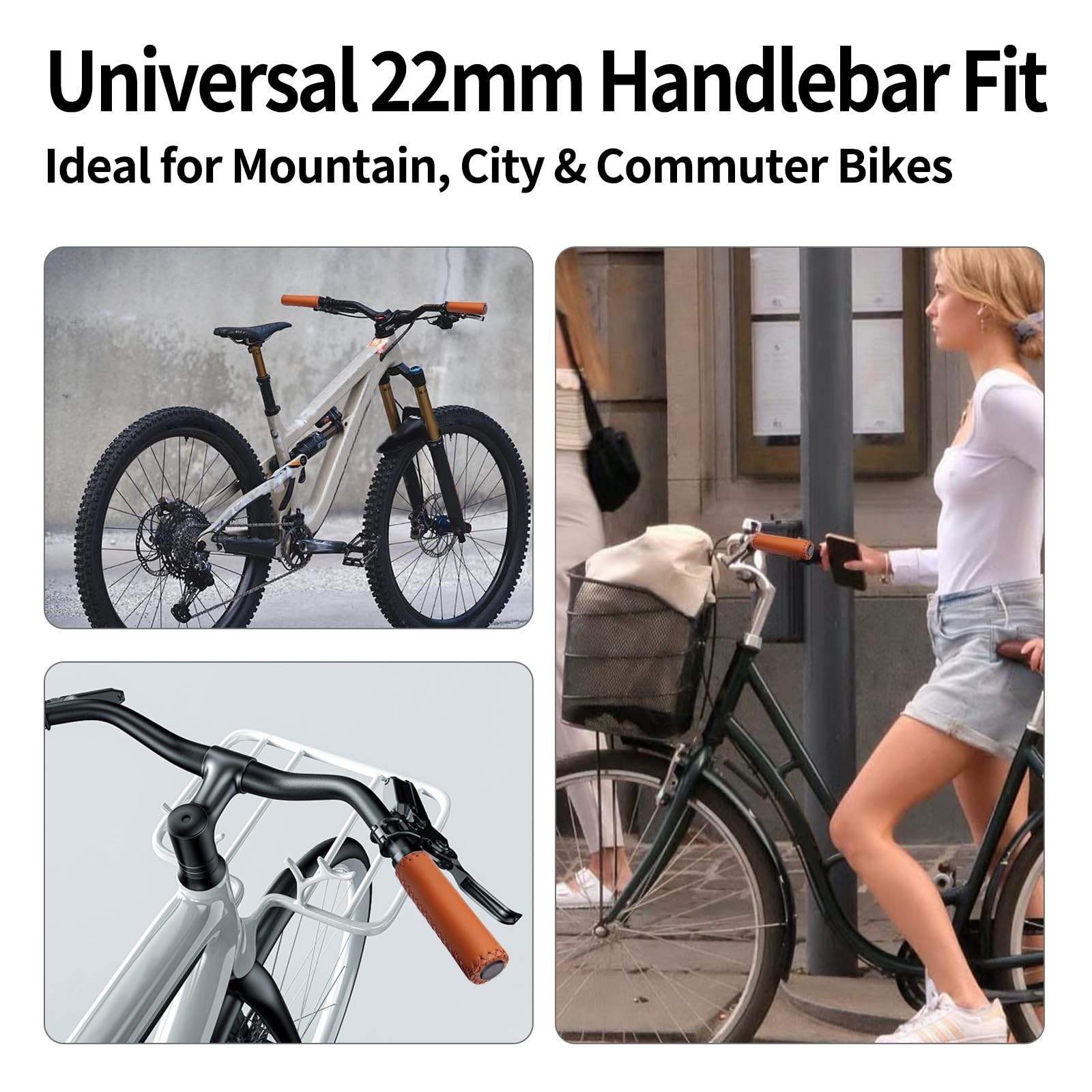 Leather Bicycle Handlebar Grips Bike Handle Covers for Cycling MTB Road Bike
