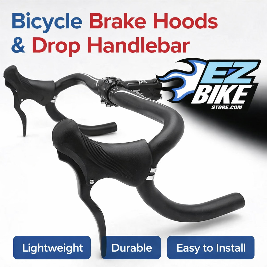 Bicycle Brake Levers Drop Bar Road Bike Hoods Set Black Silver Lightweight Pair