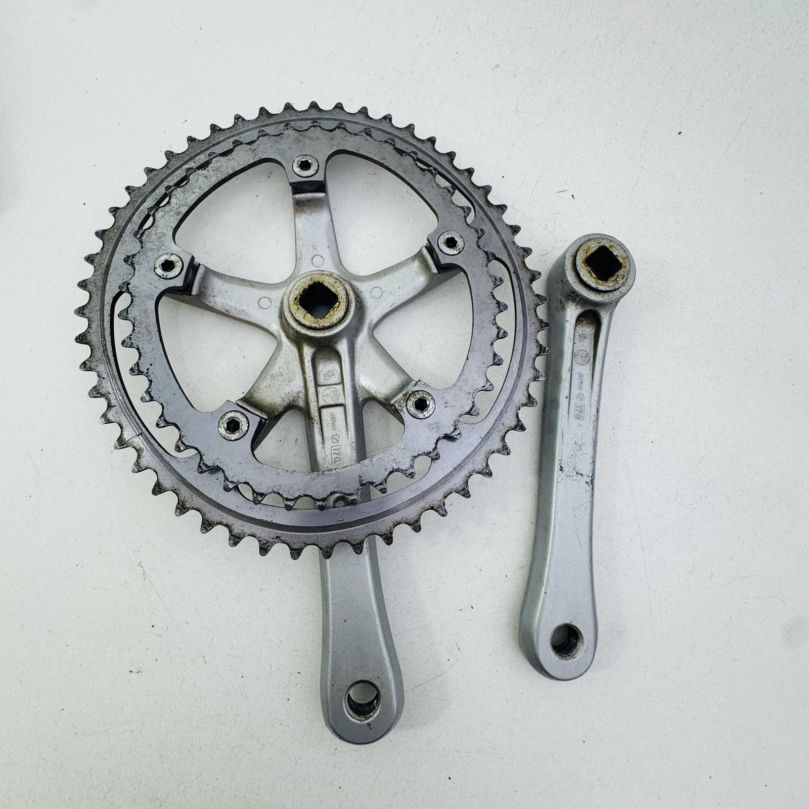 Vintage SR EDGE Double Crankset Road Bike170mm 52/42T Silver Japan A22