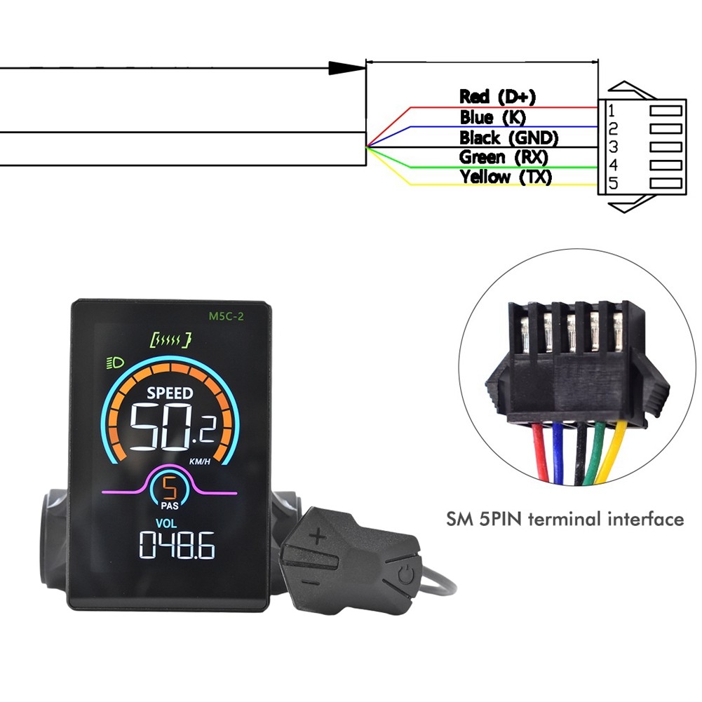 M5C-2 E-Bike Bluetooth LCD Display Meter Electric Scooter Speedometer LCD1643