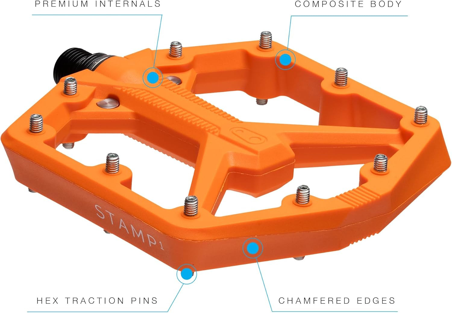Stamp Flat MTB Pedals – Size-Specific, Lightweight, Versatile, Durable Bike Peda