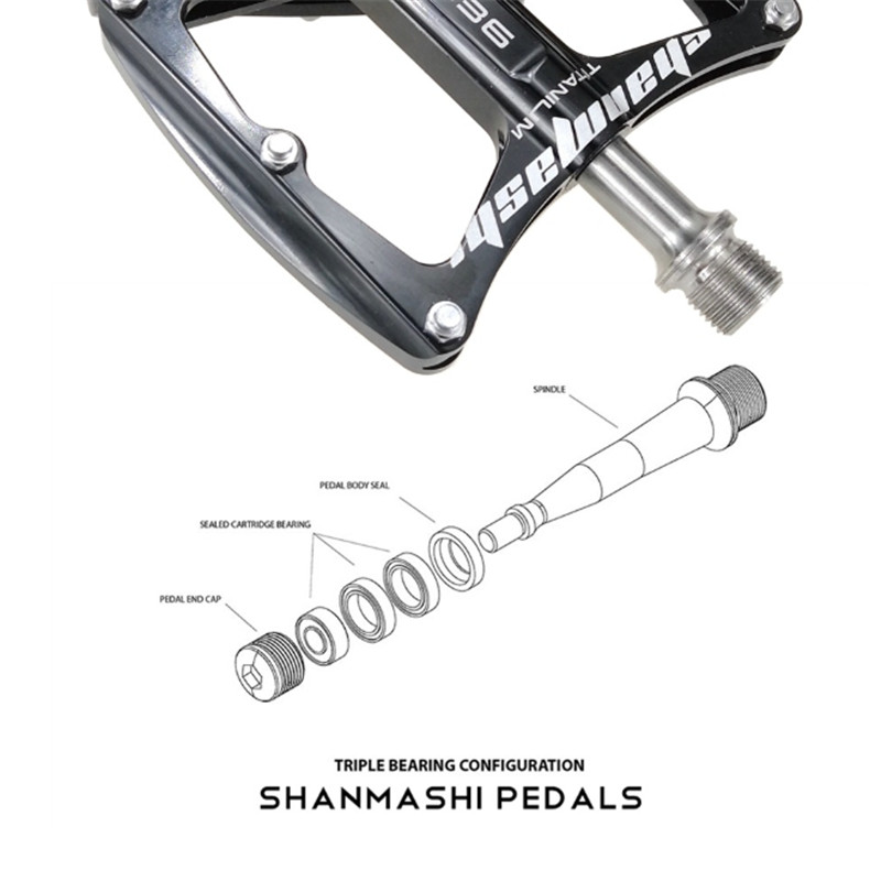 SMS Ultralight 9/16″ Titanium Flat Bicycle Pedals MTB Road Bike Pedals 3 Bearing