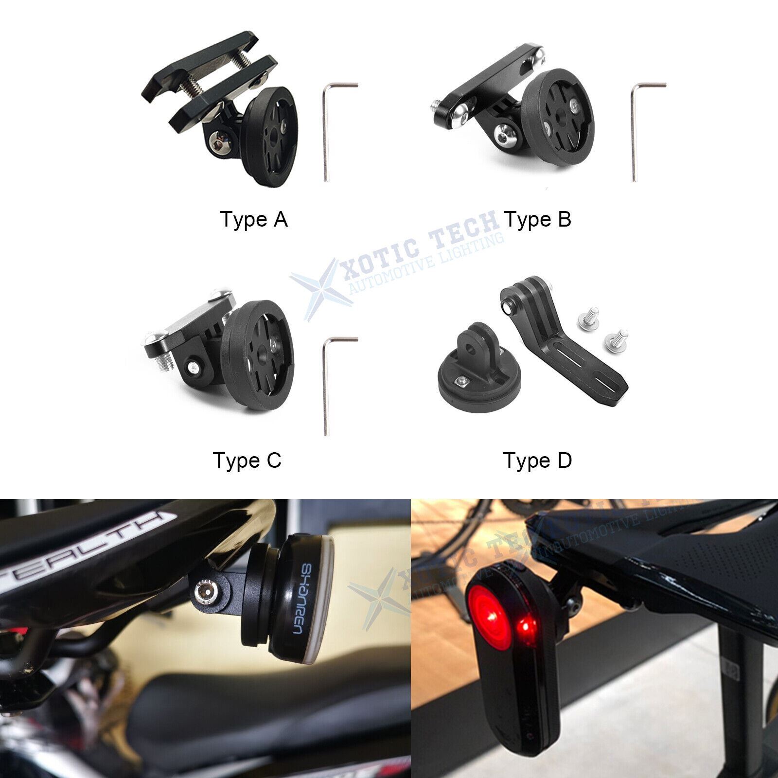 Saddle Clamp Mount for Gopro Garmin Varia RTL515 Radar, SWAT LYNX TREK STEALTH