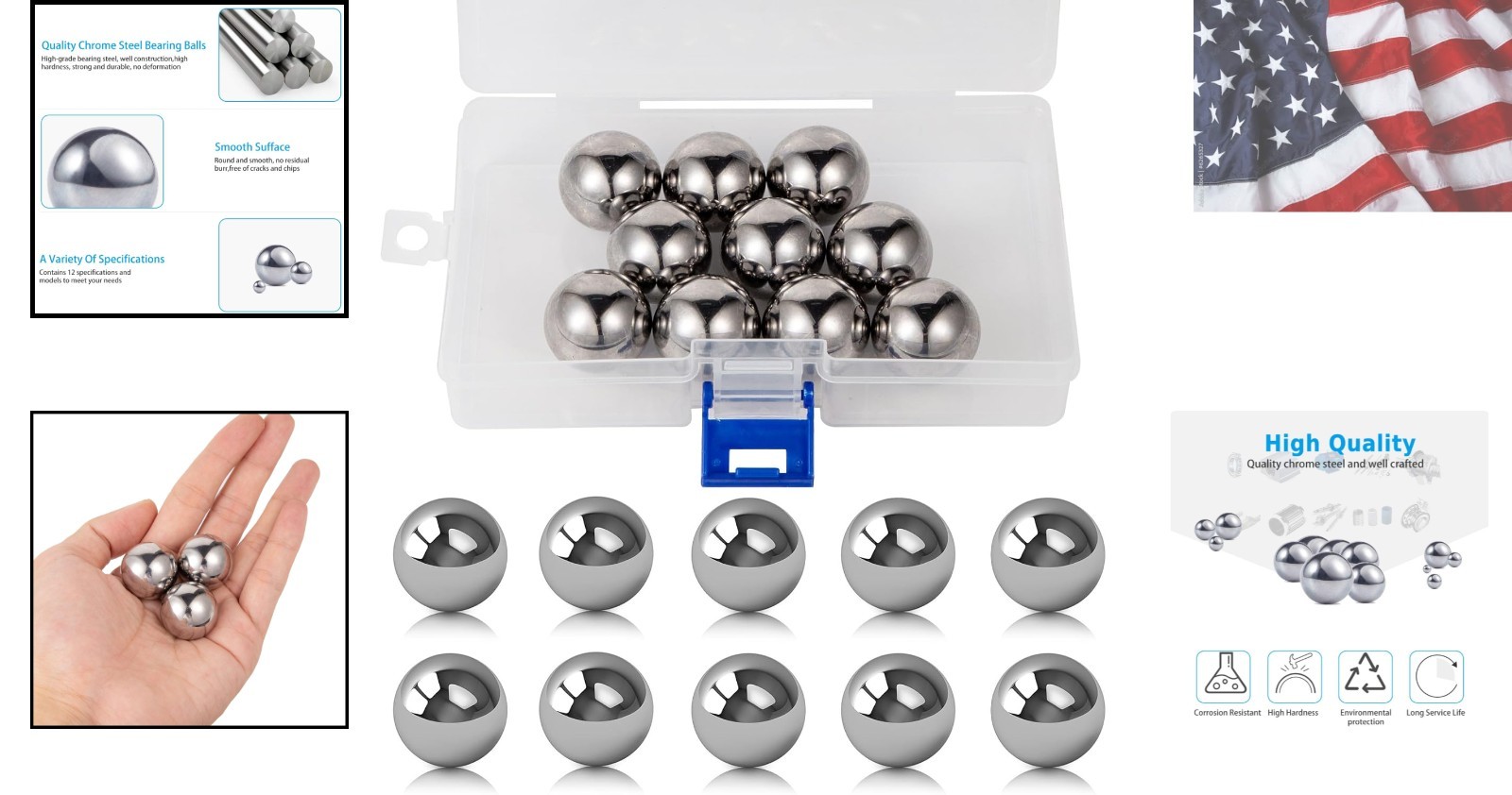 10 Pcs 3/4″ Inch 0.75″ Precision Chrome Steel Bearing Balls Assorted Loose Bi…