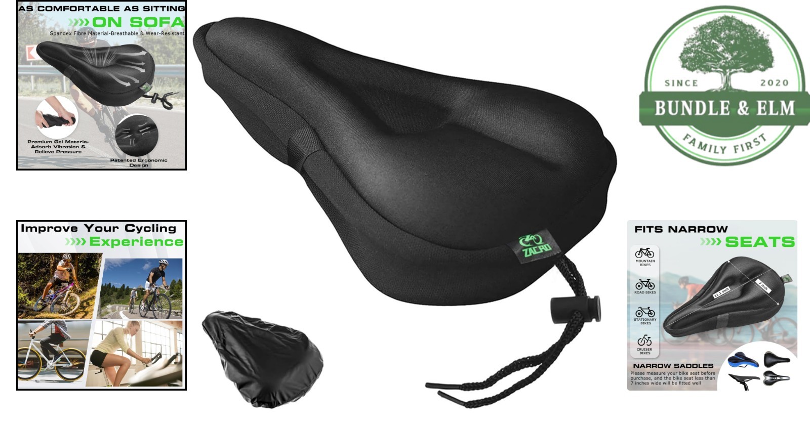 Comfortable Bicycle Seat Cushion, Waterproof Gel Pad for Mountain and Road Bikes
