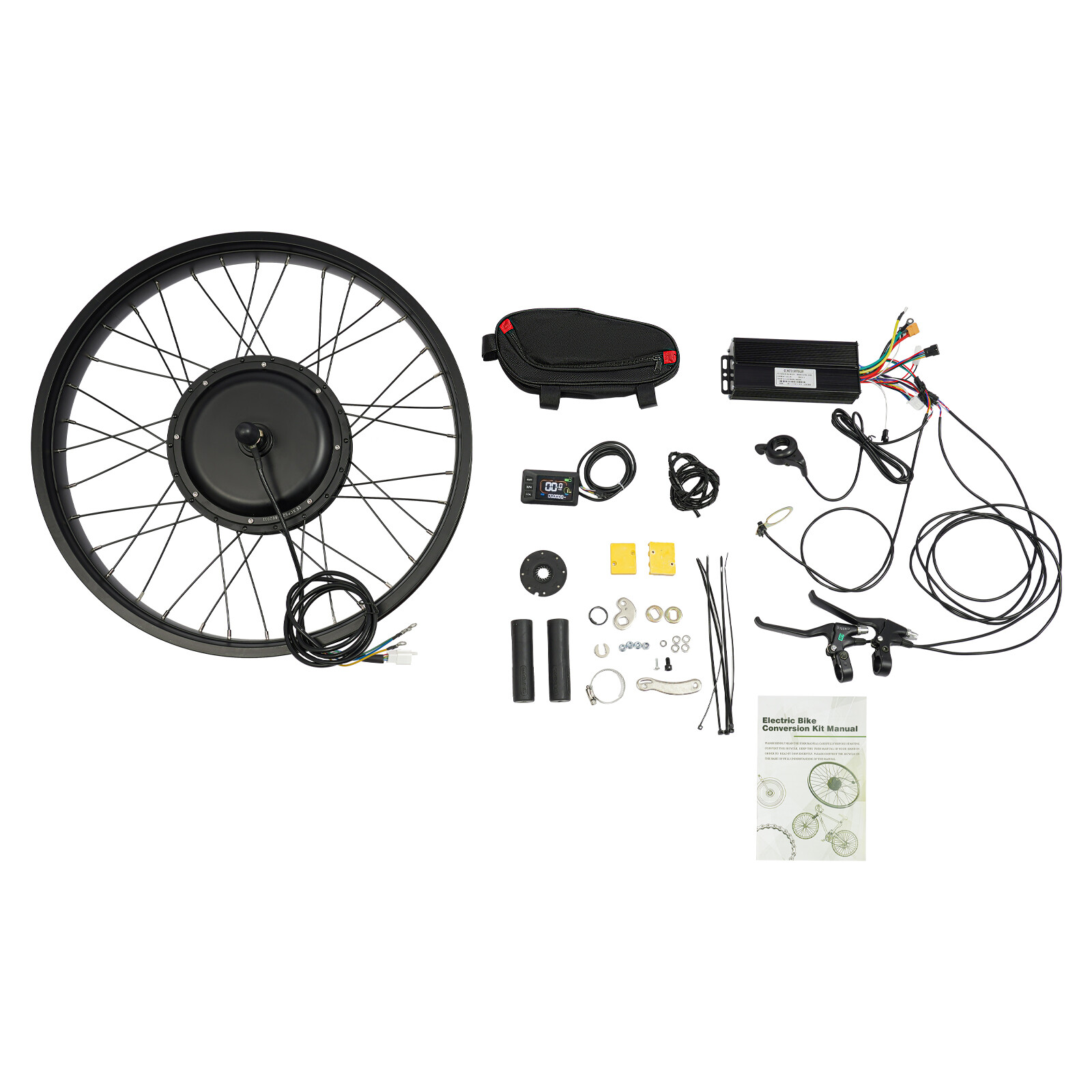 26×4″ 48V Electric Bicycle Front Wheel Hub Motor LCD E-Bike Conversion Kit 1500W