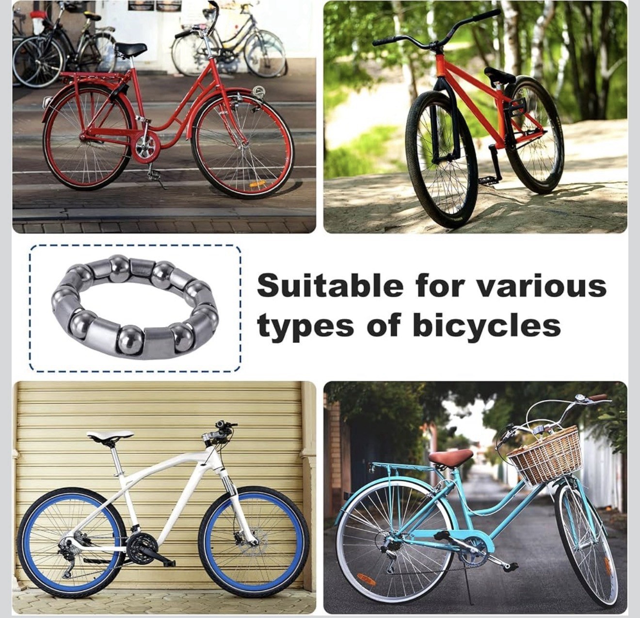 4pcs 1/4in x 9 Balls Bike Ball Crank Bearing, Stainless Steel