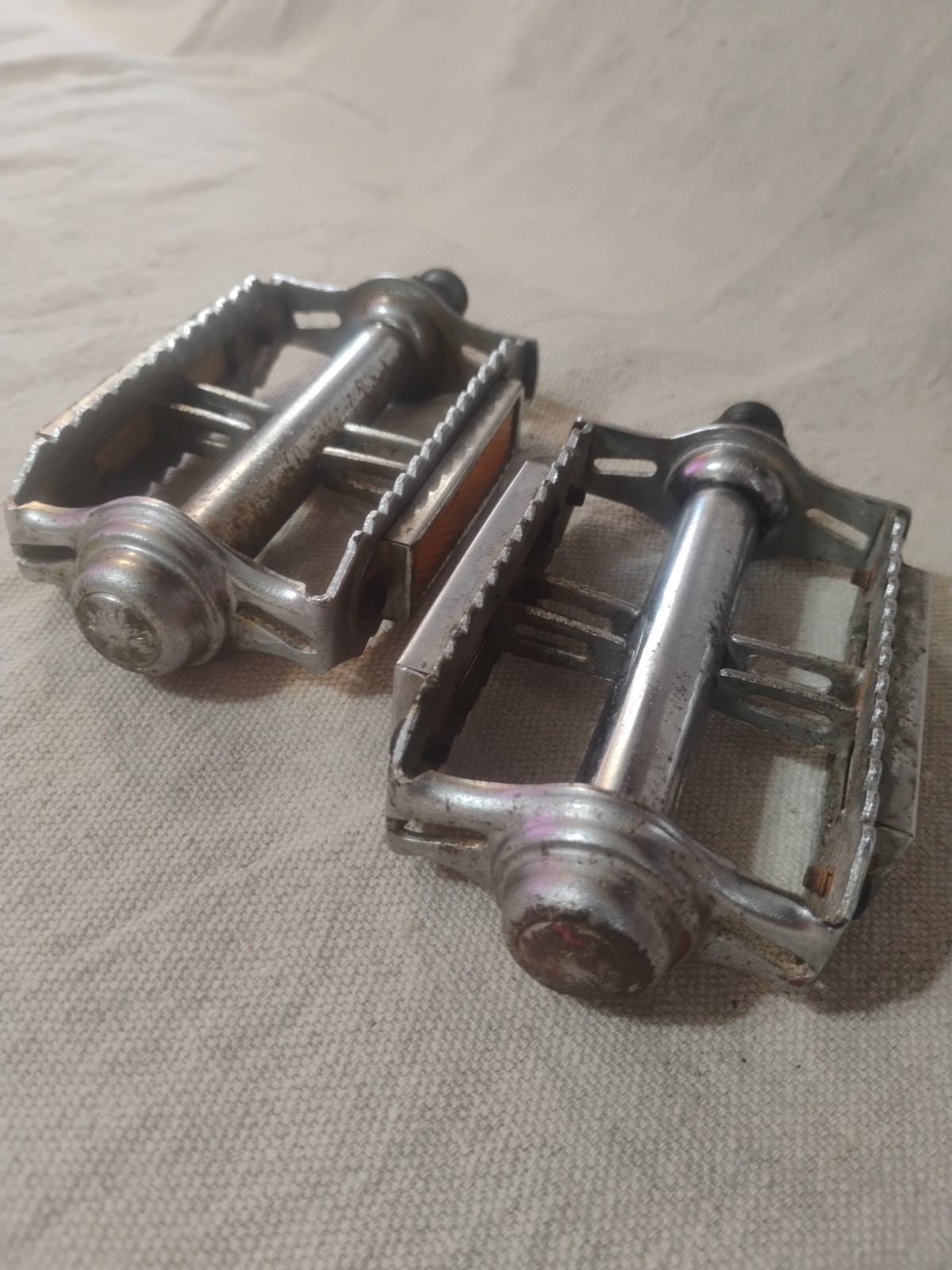 Vintage Chrome Rat Trap Pedals With Reflectors 9/16″ Pulled From Schwinn Le Tour