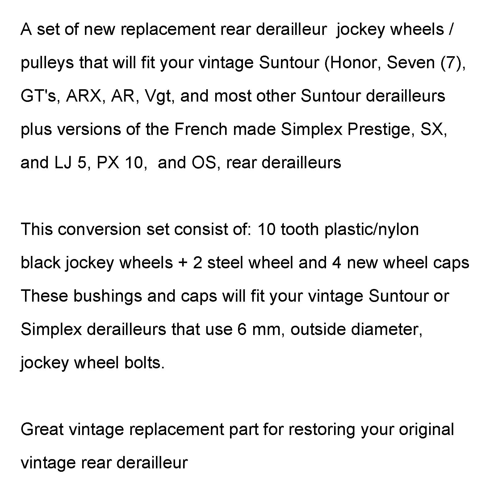 6mm Derailleur Jockey Wheel Pulley Conversion Kit For Vintage Simplex Suntour UE