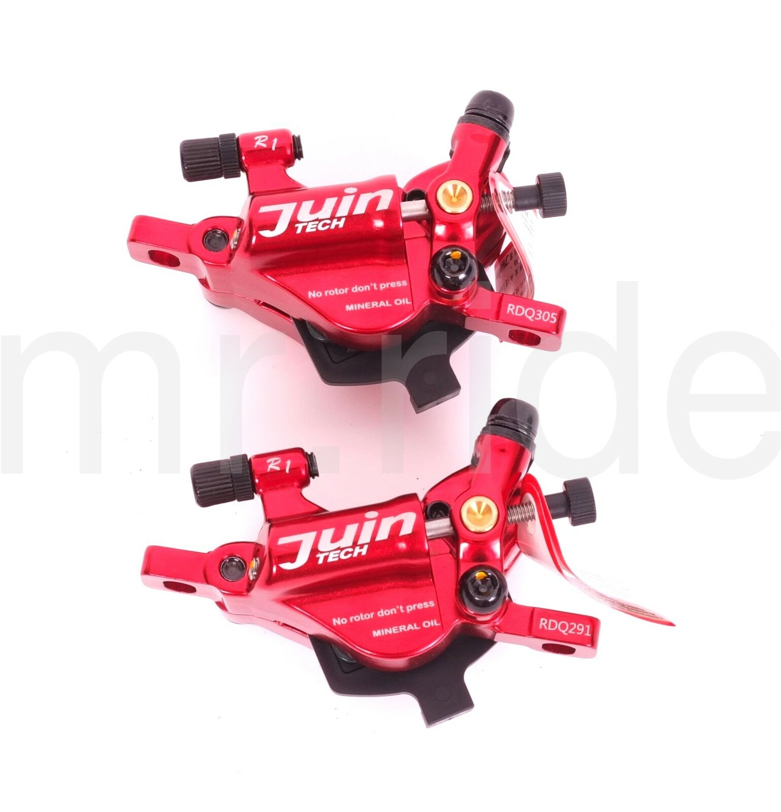 JUIN R1 Cable-Actuated Hydraulic Road or CX Disc Brake set with 160mm rotors Red
