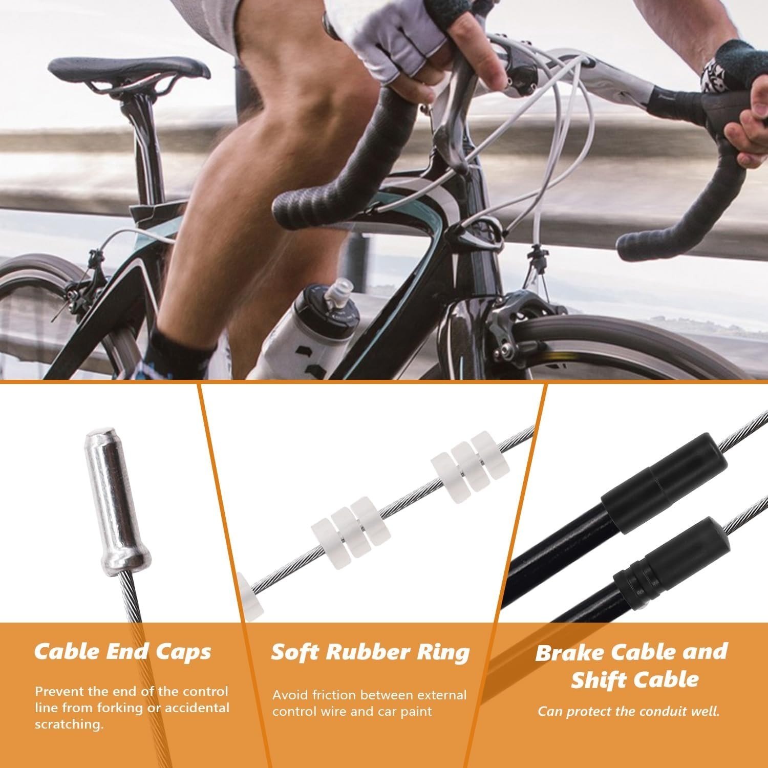107PCS Universal Bike Cable Cutter Stainless Steel Brake Shifter Cable End Caps