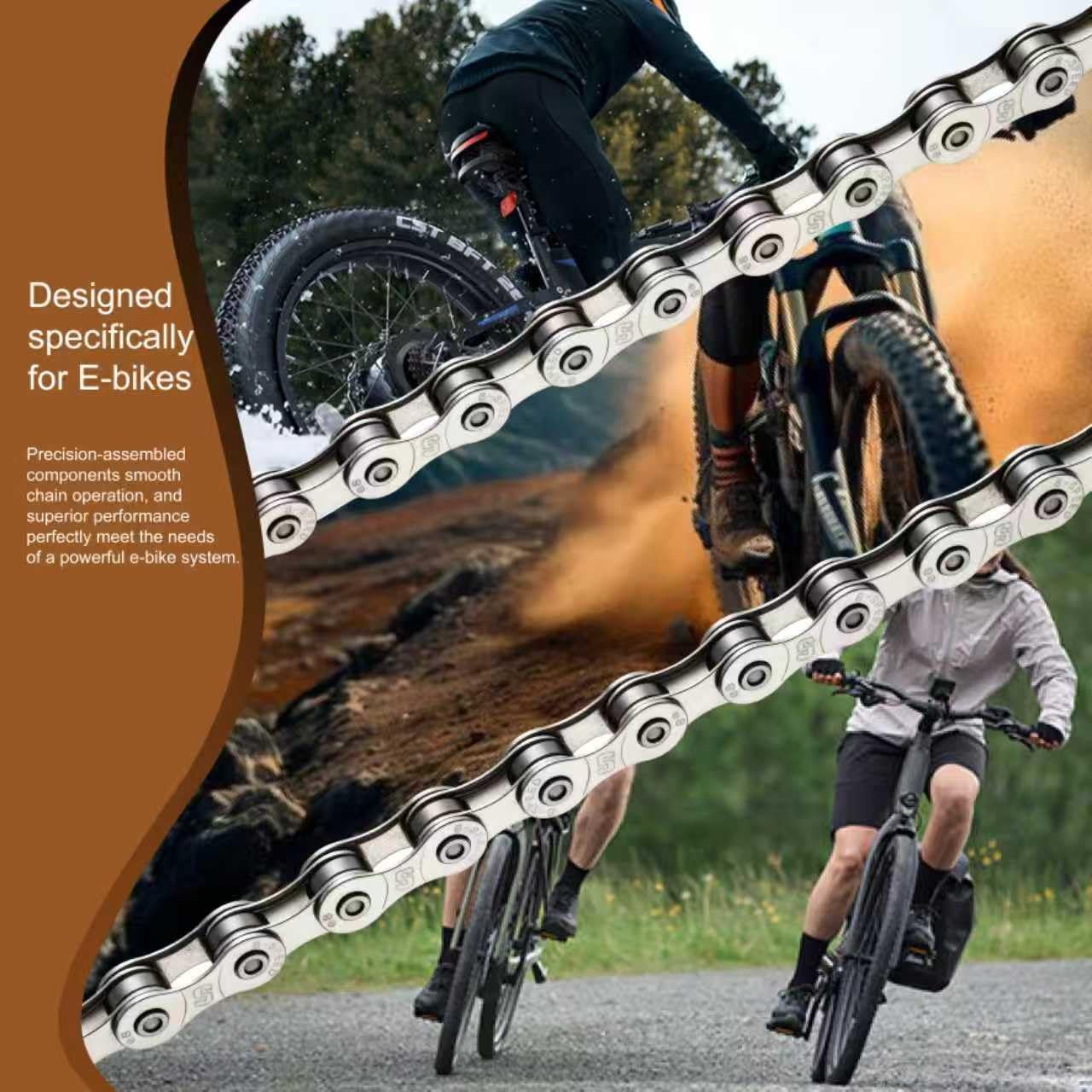 Heavy Duty Ebike Chain 6/7/8 Speed 136 Links, High Tensile Anti-Break Anti-Ru…