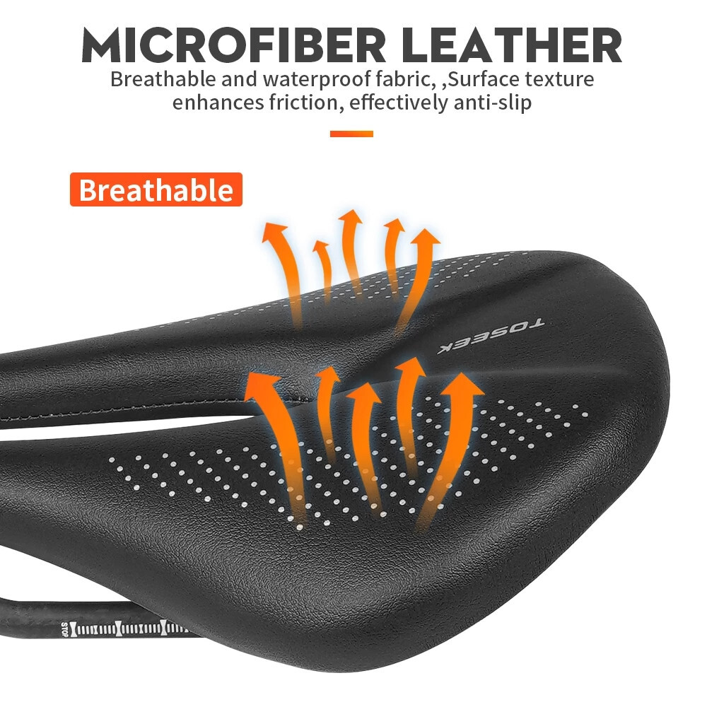 TOSEEK Carbon Rails MTB/Road 143/155mm Bike Saddle Super Light Leather Cushions