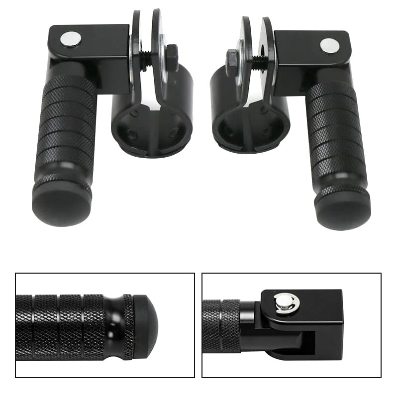 M8 Motorcycle Foot Rests Fit 1.22-1.29in Motorbike Brackets Foldable Foot Black