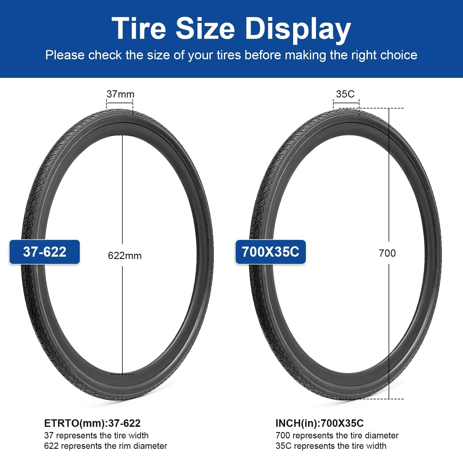 700C Bike Tire 37-622 700x35C Bicycle tire and 700×35/43C Bike Tube Suitable …