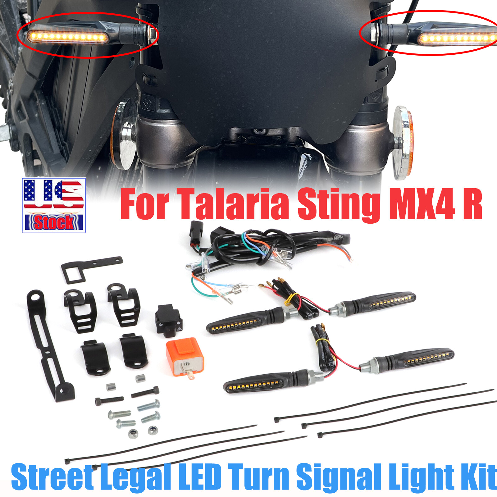 Front & Rear LED Street Legal Turn Signal Light Kit For Talaria Sting MX4 R US