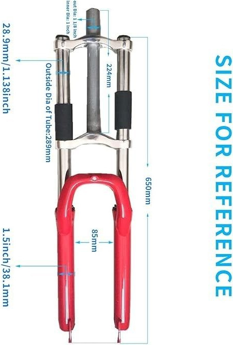 CDH Red 26″ Bicycle Suspension Fork & Headset & 44T Crankset -Gas Motorized Bike