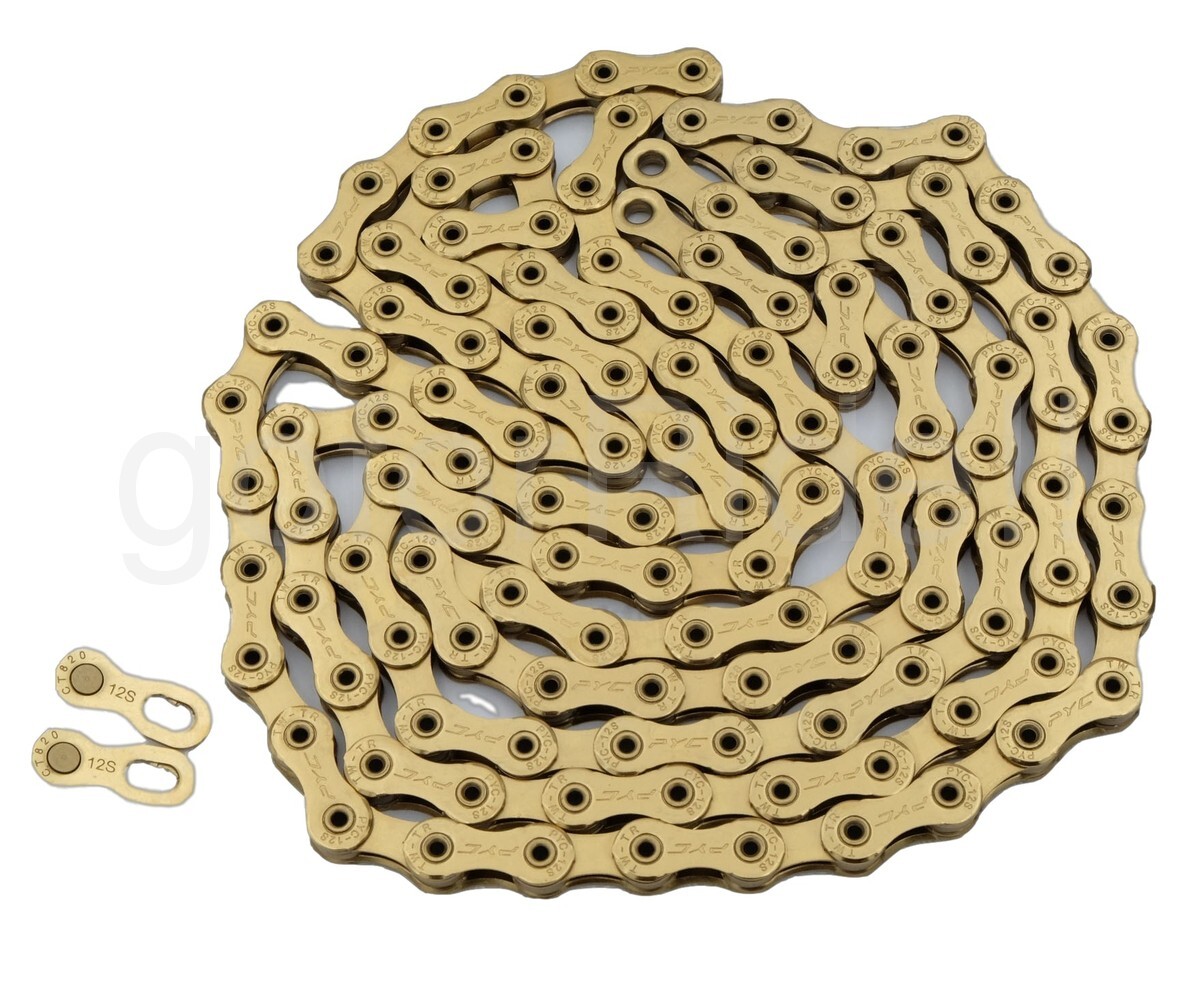 PYC 12Speed Road Bike Chain SP1201 for Shimano/Sram Ceramic Coating Ti Gold 126L