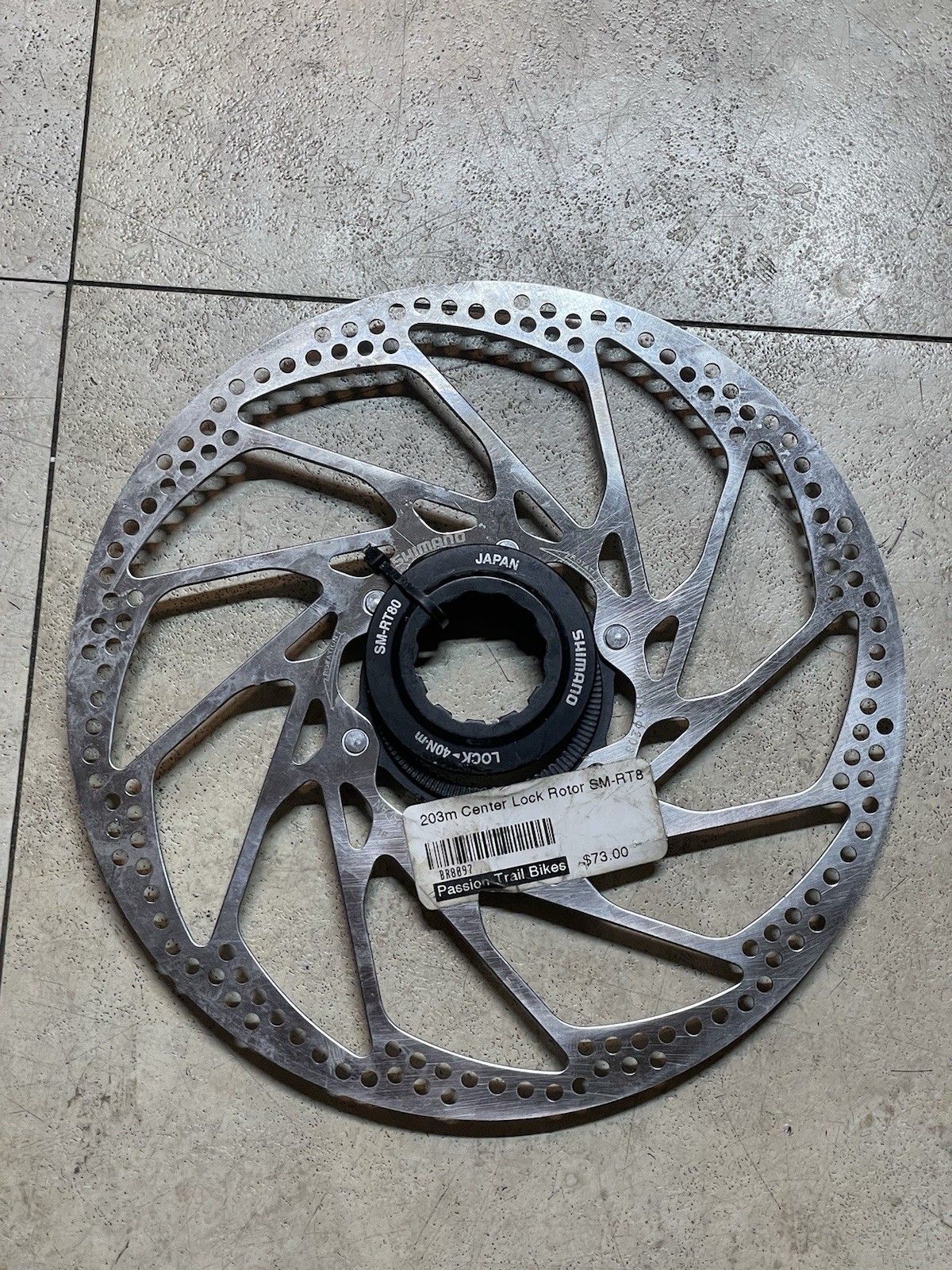 Shimano Disc Center Lock Rotor SM-RT8, 6 Bolt, Silver, 203mm NOS
