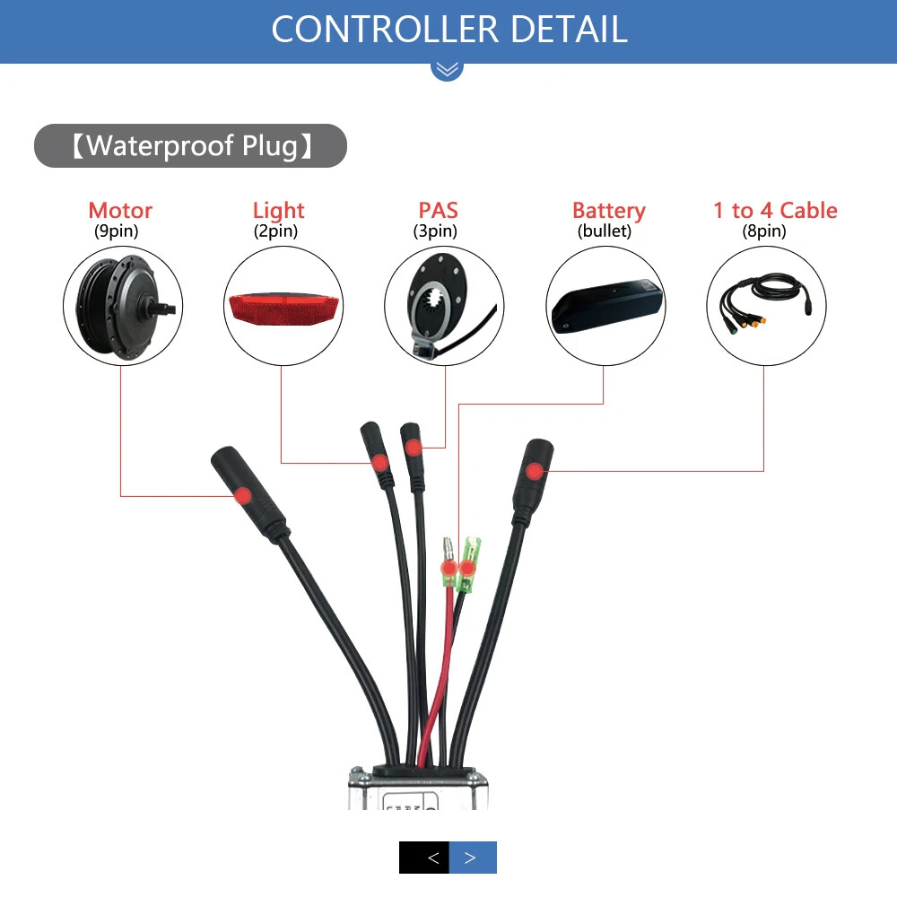 KT Controller 36V 48V 15A 250W 350W Waterproof E-bike Controller with Display