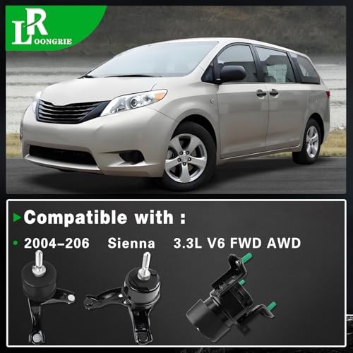Engine Motor and Trans Mounts Compatible with 2004-2006 Sienna 3.3L V6 Engine