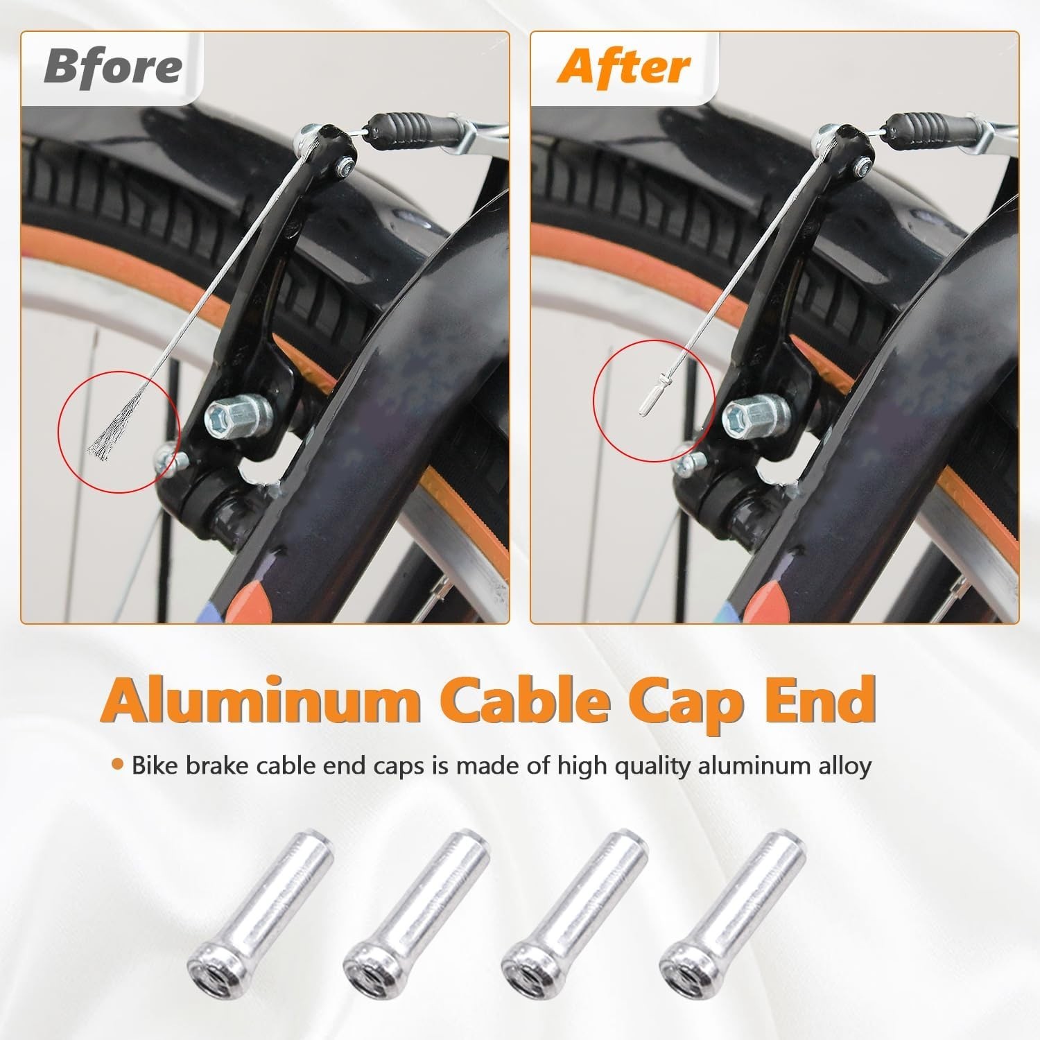 107PCS Universal Bike Cable Cutter Stainless Steel Brake Shifter Cable End Caps