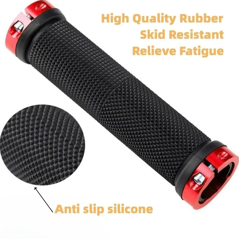 1 pair Non-Slip Bicycle Handlebar Grips Double Lock Alloy Rubber Bike Grips