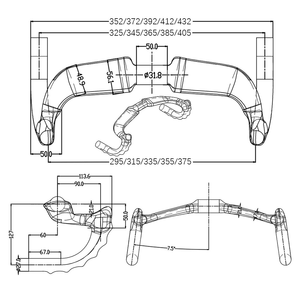 Professional Carbon Fiber Track Fixed Ratio Racing Bike Handlebar 31.8mm