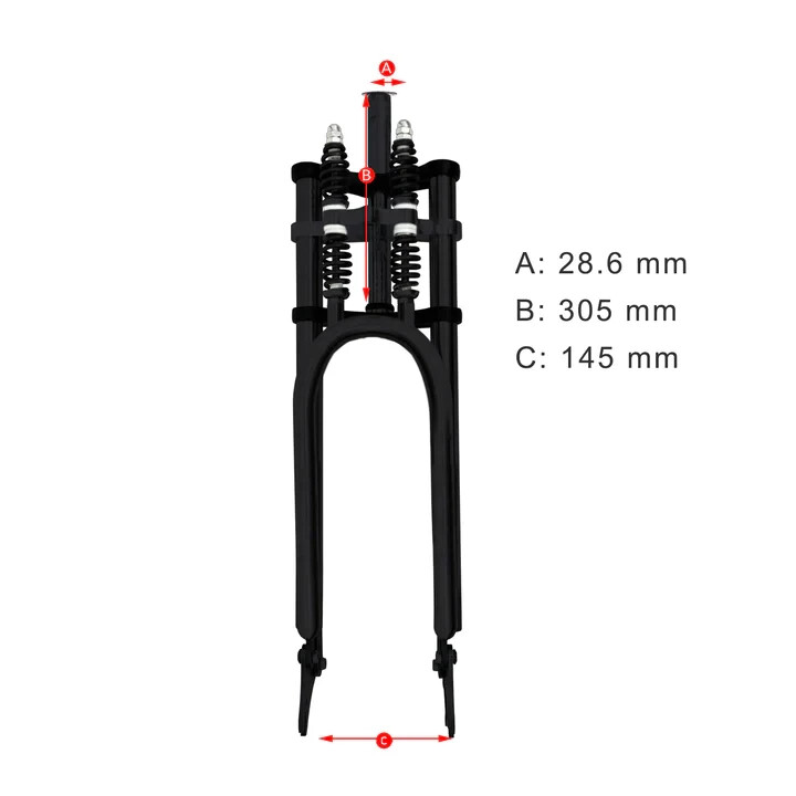 Adjustable 26″- 29″ x 3 – 4.0 Dual Spring 1-1/8″ Classic Fork With Disc Mount