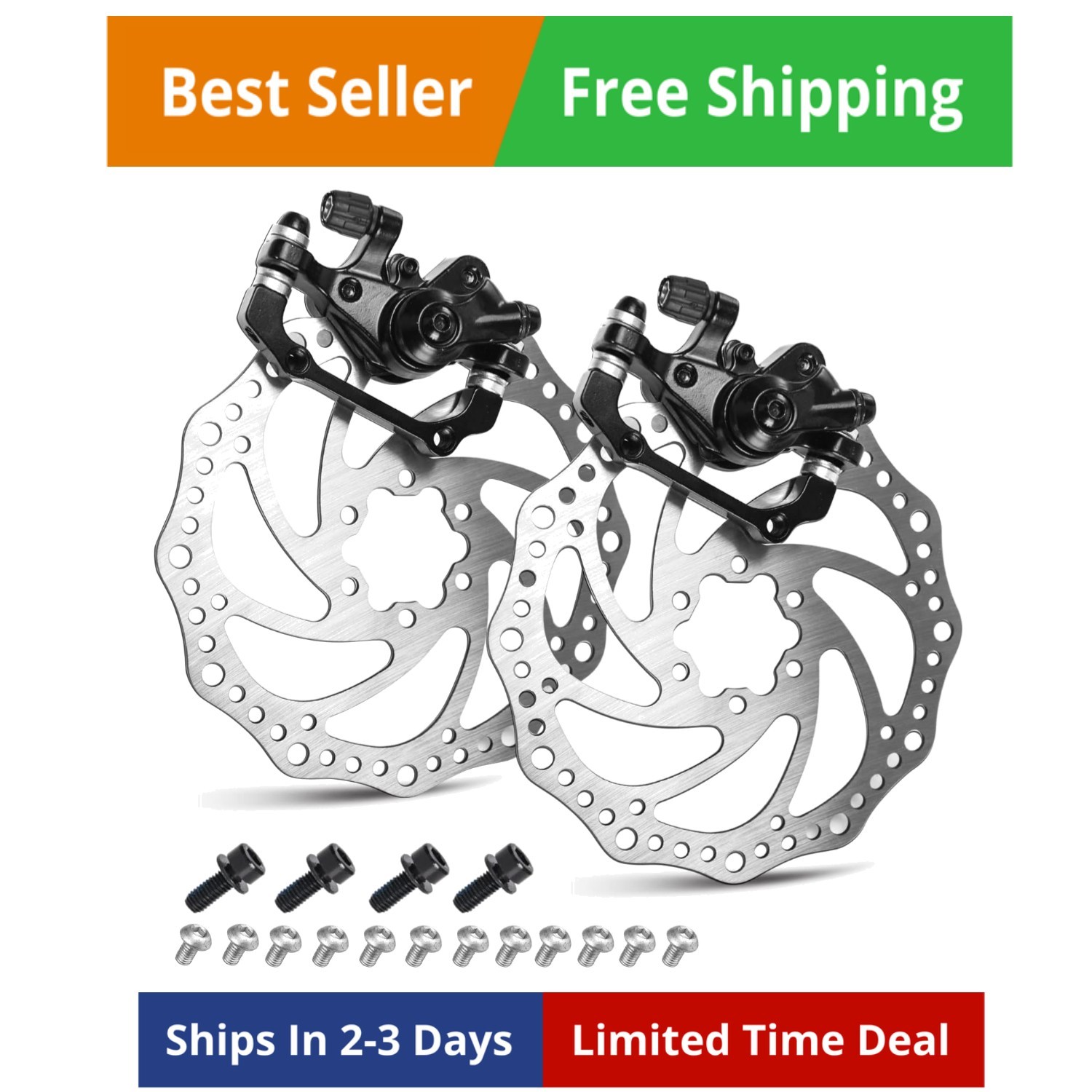 1 Pair MTB Front & Rear Cable Disc Brake Aluminum Alloy Caliper Post Mount, 2…