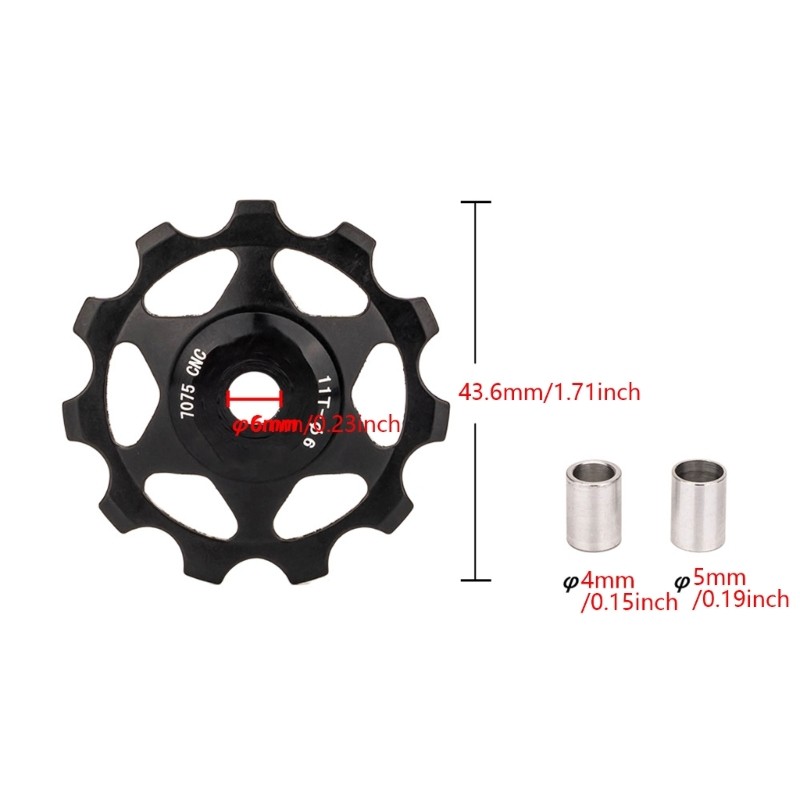 Bicycles Rear Derailleur Pulley, 11T Metal Bearing Aluminum Alloy Pulley Wheel
